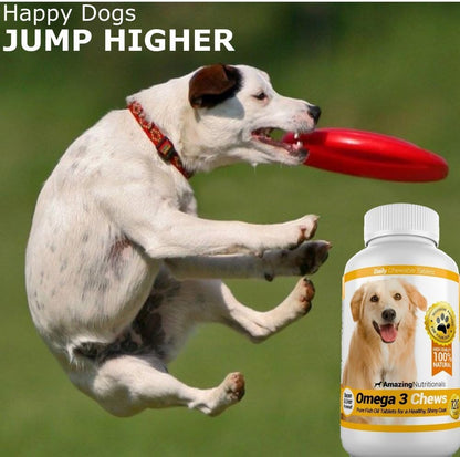 Amazing Combo Omega-3 Fish Oil and Turmeric Curcumin for Dogs – 120 Tasty Chews (2-Pack)