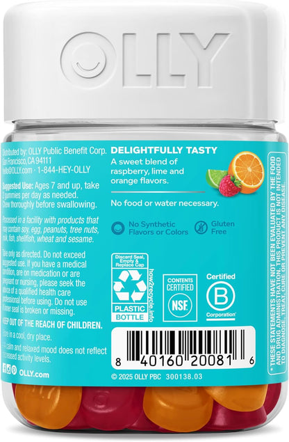 OLLY Kids Chillax Gummy - Magnesium, L-Theanine & Lemon Balm - Calm Mood Support - Sherbet Flavoured - 50 Gummies – Image 7