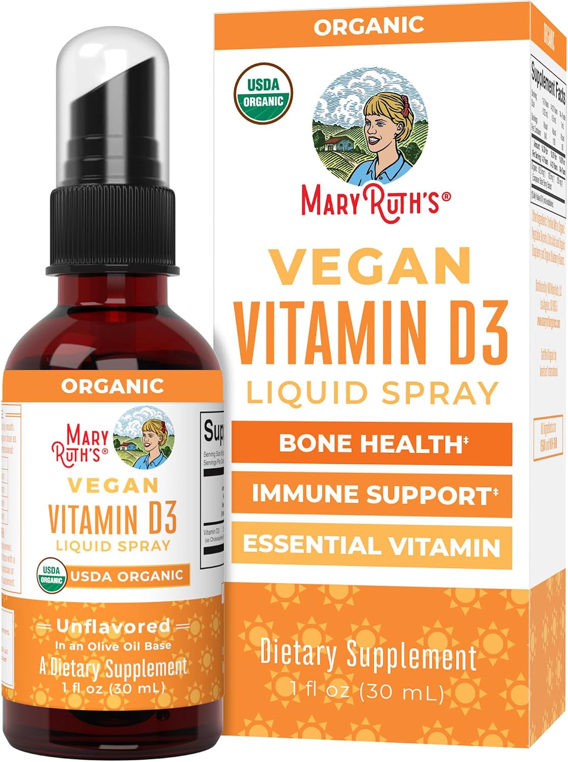 MaryRuth Organics Vegan Vitamin D3 Spray - Certified Organic, Sugar-Free, 30 Servings - görsel 1