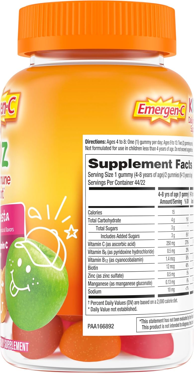 Emergen-C Kidz Daily Immune Support Gummies, Fruit Fiesta, 44 Gummies - görsel 10