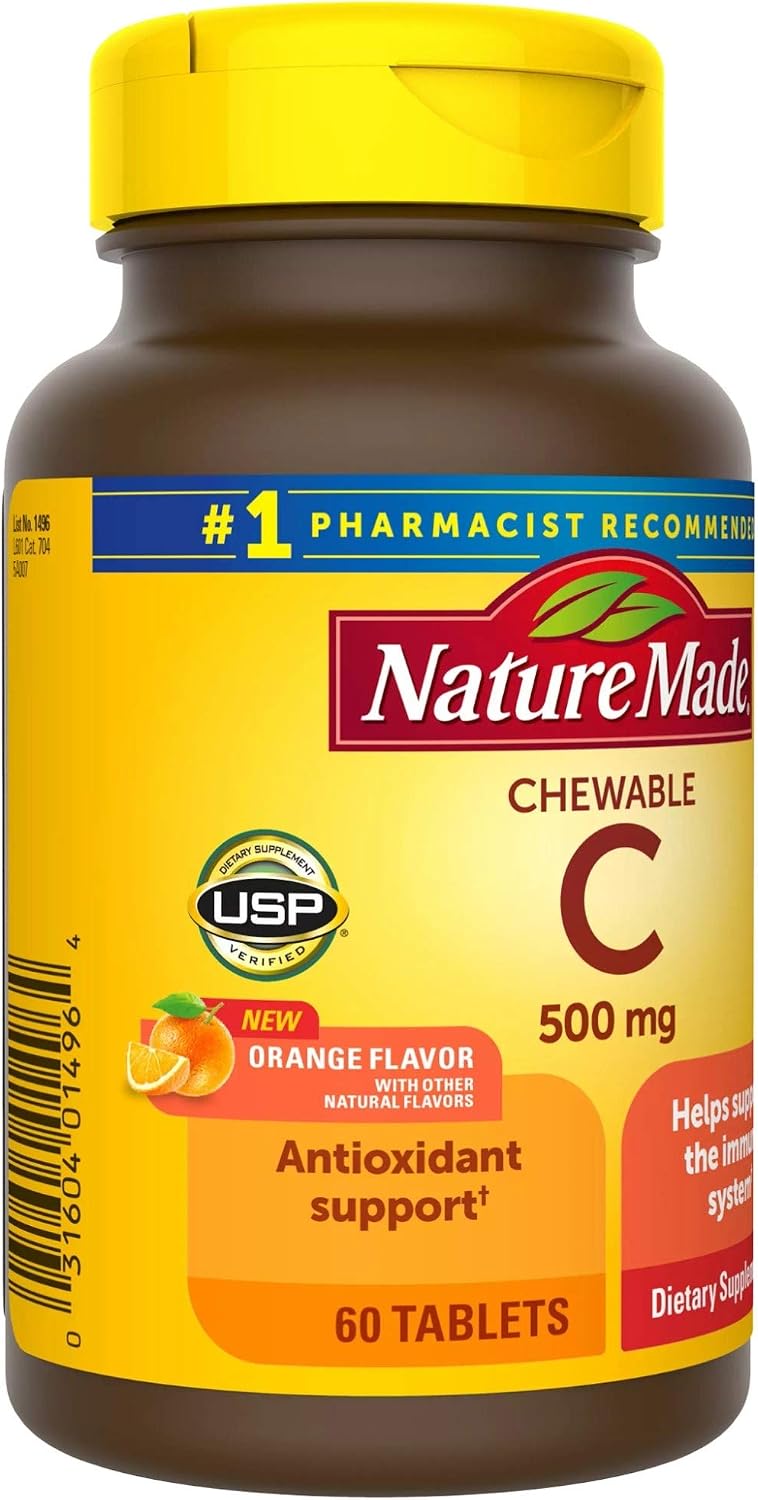 Nature Made Chewable Vitamin C 500 mg Tablets, 60 Count (Pack of 3) - görsel 8