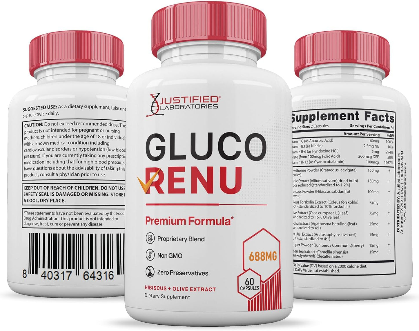 (3 Pack) Gluco Renu 688mg Premium Glycaemic Support Capsules - 180 Capsules - görsel 7