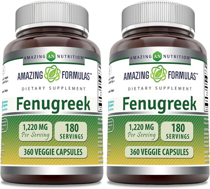 Amazing Formulae Fenugreek Seed 1220 mg - 180 Veggie Capsules - Non-GM, Gluten-free Food Supplement