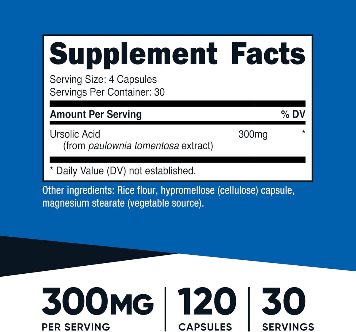 Nutricost Ursolic Acid 300mg, 120 Capsules – Vegetarian, Non-GMO, Gluten-free, Soya-free - görsel 2