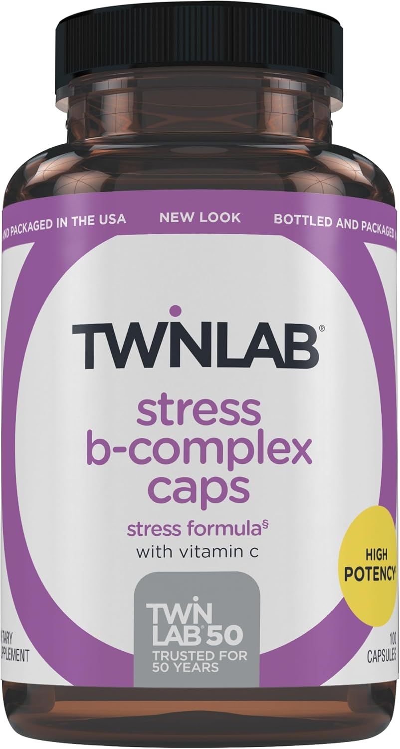 Twinlab Stress B-Complex Capsules - Energy Support Supplement with Vitamin B12 and B6 (100 Capsules) - görsel 1