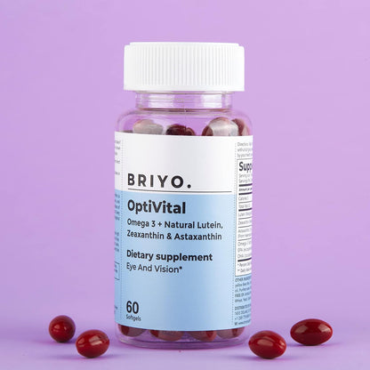 Briyo OptiVital Eye Health Supplement – Natural Lutein, Zeaxanthin, Astaxanthin & Omega-3 – 60 Capsules