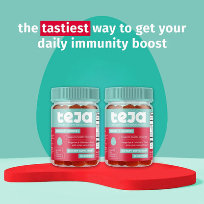 TEJA Immune Support Gummies for Teens – Daily Immune Multivitamin with Vitamin C, D, Zinc & Acerola (2-Pack, 60 Gummies)