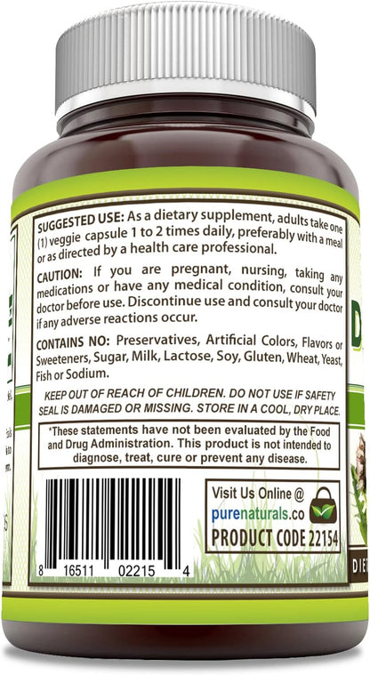 Pure Naturals Dandelion Root 520 mg Per Serving 120 Veggie Capsules Supplement