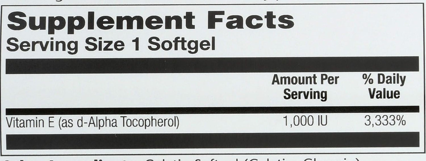 Solaray E-1000 d-Alpha Tocopherol 1000 IU - 60 Softgels - görsel 3