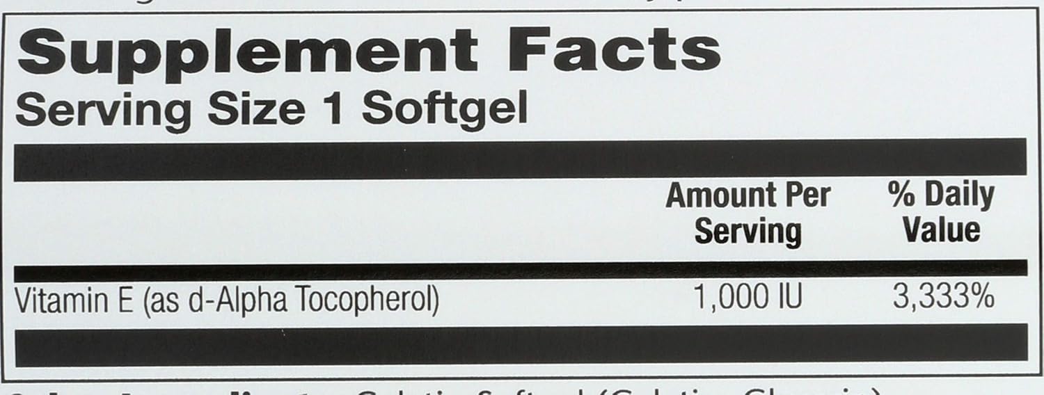 Solaray E-1000 d-Alpha Tocopherol 1000 IU - 60 Softgels - görsel 3