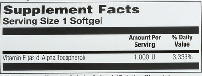 Solaray E-1000 d-Alpha Tocopherol 1000 IU - 60 Softgels