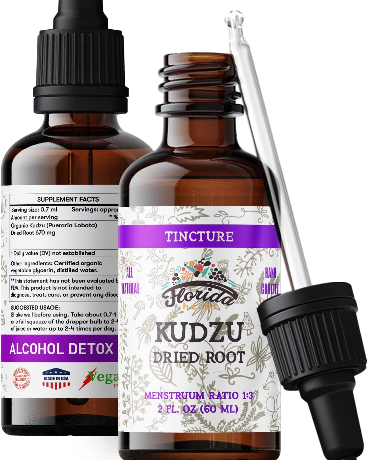 Kudzu Extract – Organic Kudzu Root Supplement – Non-Alcohol Glycerite – Made in USA – 60 ml - görsel 1