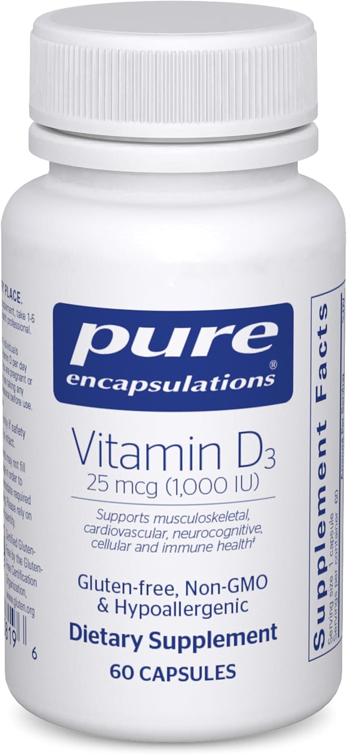 Pure Encapsulations Vitamin D3 25 µg (1,000 IU) - 60 Capsules - görsel 1