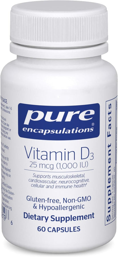 Pure Encapsulations Vitamin D3 25 µg (1,000 IU) - 60 Capsules