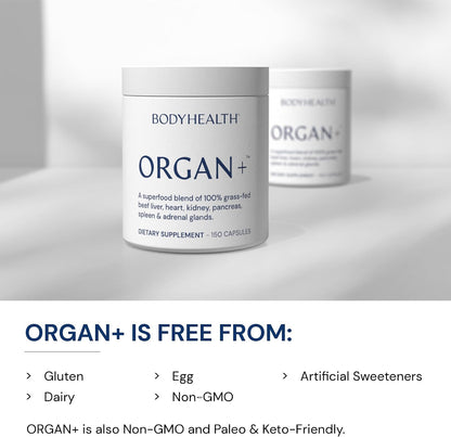 BodyHealth Organ+ Grass-Fed Glandular Organ Complex - 150 Capsules