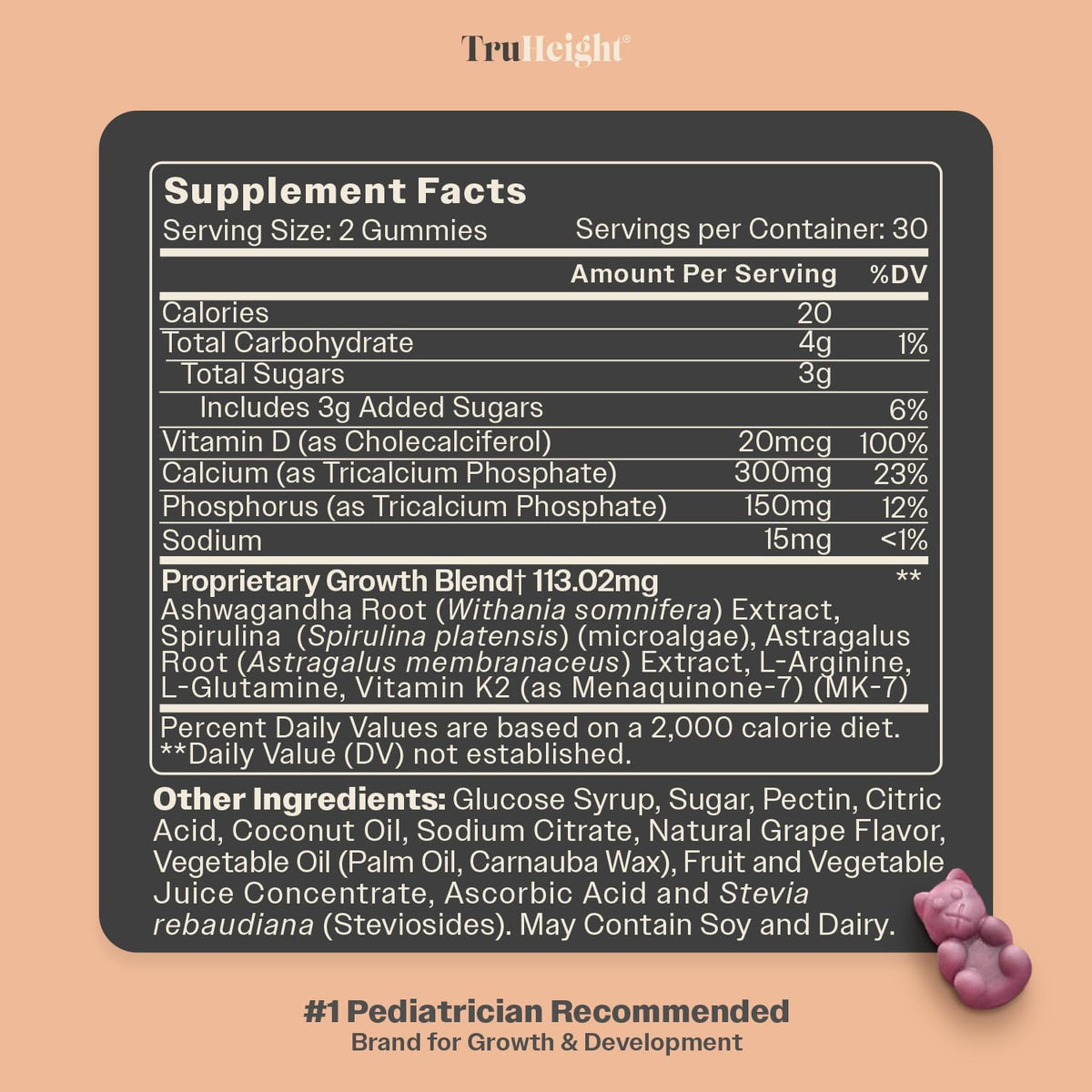 TruHeight Growth Gummies (Grape) - Natural Growth Supplement for Children & Teens - görsel 7