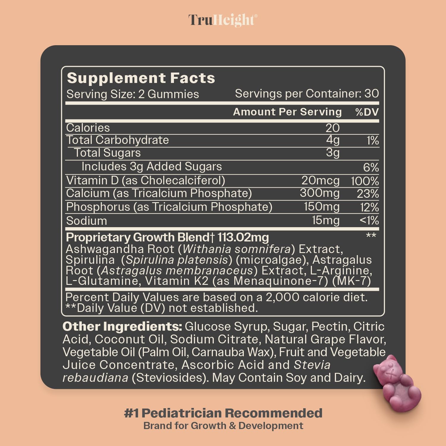 TruHeight Growth Gummies (Grape) - Natural Growth Supplement for Children & Teens - görsel 7