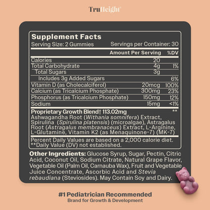 TruHeight Growth Gummies (Grape) - Natural Growth Support for Kids and Teens