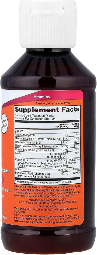NOW Foods Ultra B-12 Liquid – 5000 mcg B12 with 800 mcg Folic Acid, 118 ml (4 fl oz)