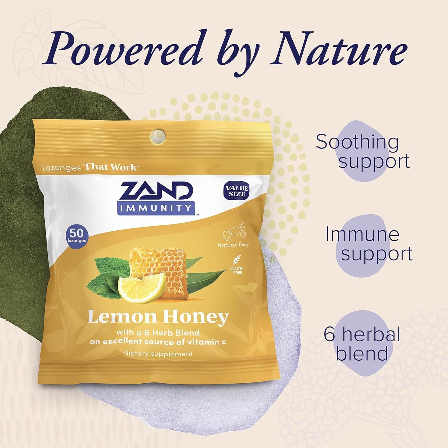 ZAND Immunity Lemon Honey Throat Lozenges with Vitamin C and Organic Honey – 2 Pack (50 Lozenges Each) - görsel 3
