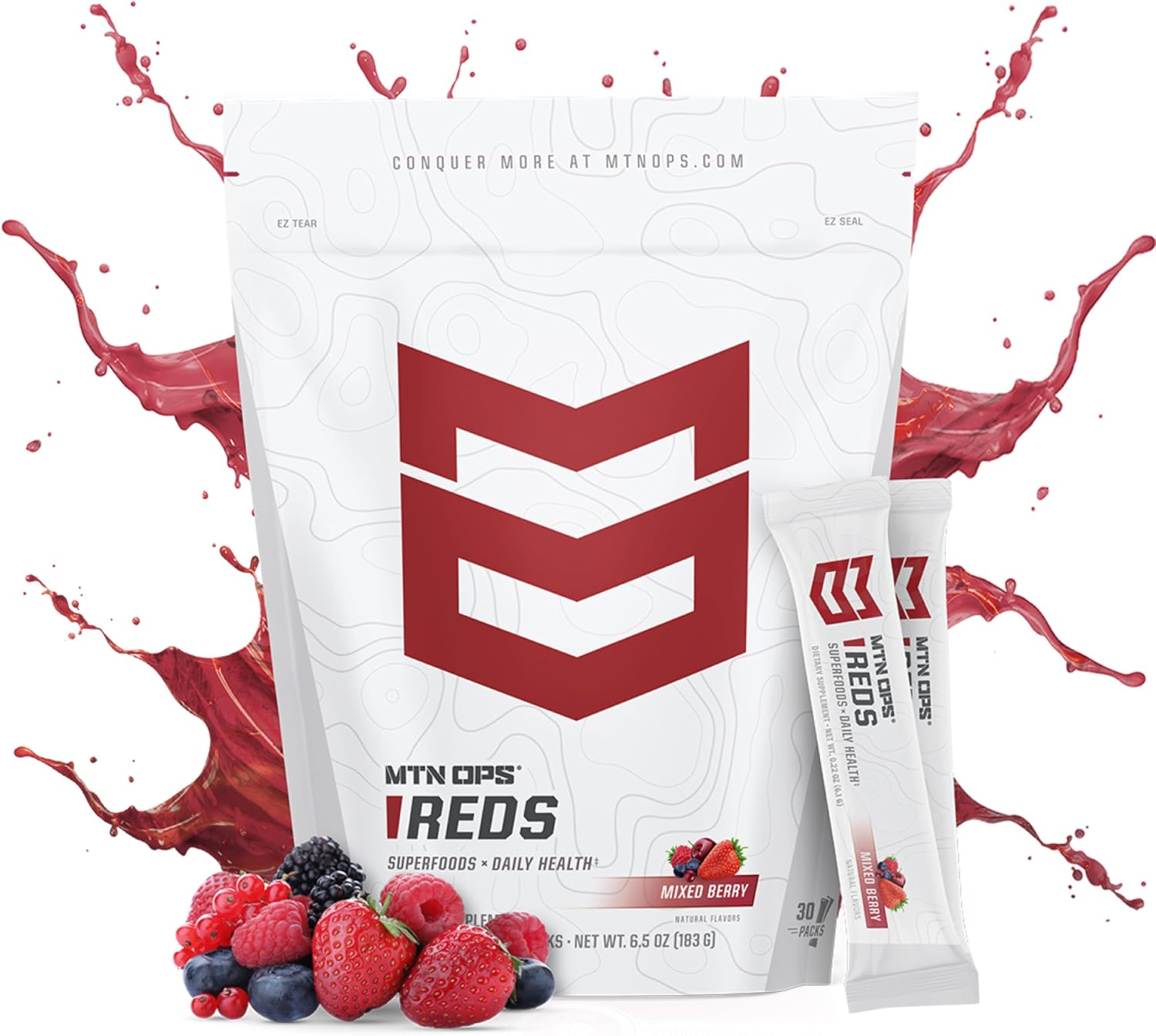 MTN OPS Reds Super Reds Antioxidant Drink Powder – 30 Stick Packs - görsel 2