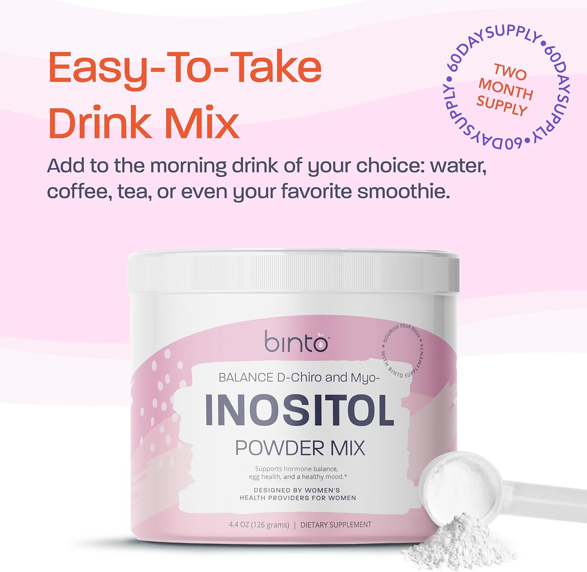 Binto Inositol Powder Mix – 60-Day Supply – 40:1 Myo and D-Chiro Inositol – Supports Hormone Balance and Ovulation – Preservative-Free - görsel 4
