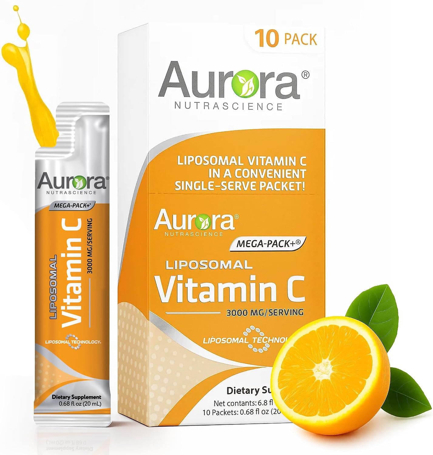 Aurora Nutrascience Liposomal Liquid Vitamin C – Immune System Support, 1000mg, Sugar Free, 30 Packets, Orange - görsel 9