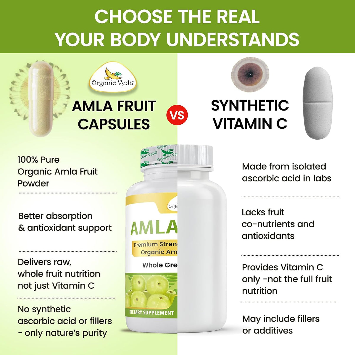 Organic Veda Amla Capsules - 1500mg, 300 Capsules - Natural Vitamin C Supplement - görsel 6