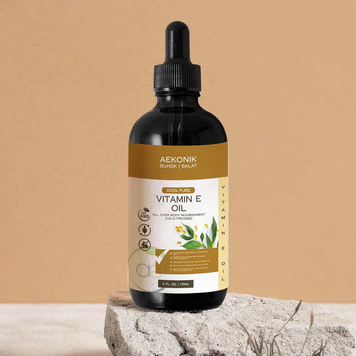 AEKONIK Organic Vitamin E Oil - Pure & Natural for Skin and Hair Care, 118 ml - görsel 4