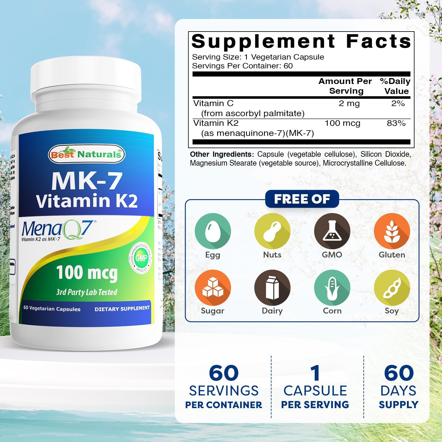 Best Naturals MK-7 100 mcg 60 Capsules - görsel 2