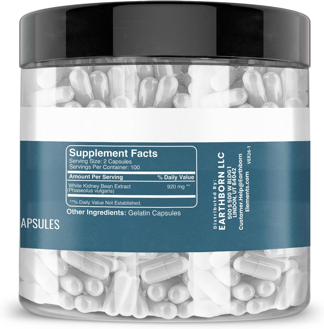 Earthborn Elements White Kidney Bean Extract, 200 Capsules, Pure & Undiluted, No Additives - görsel 2
