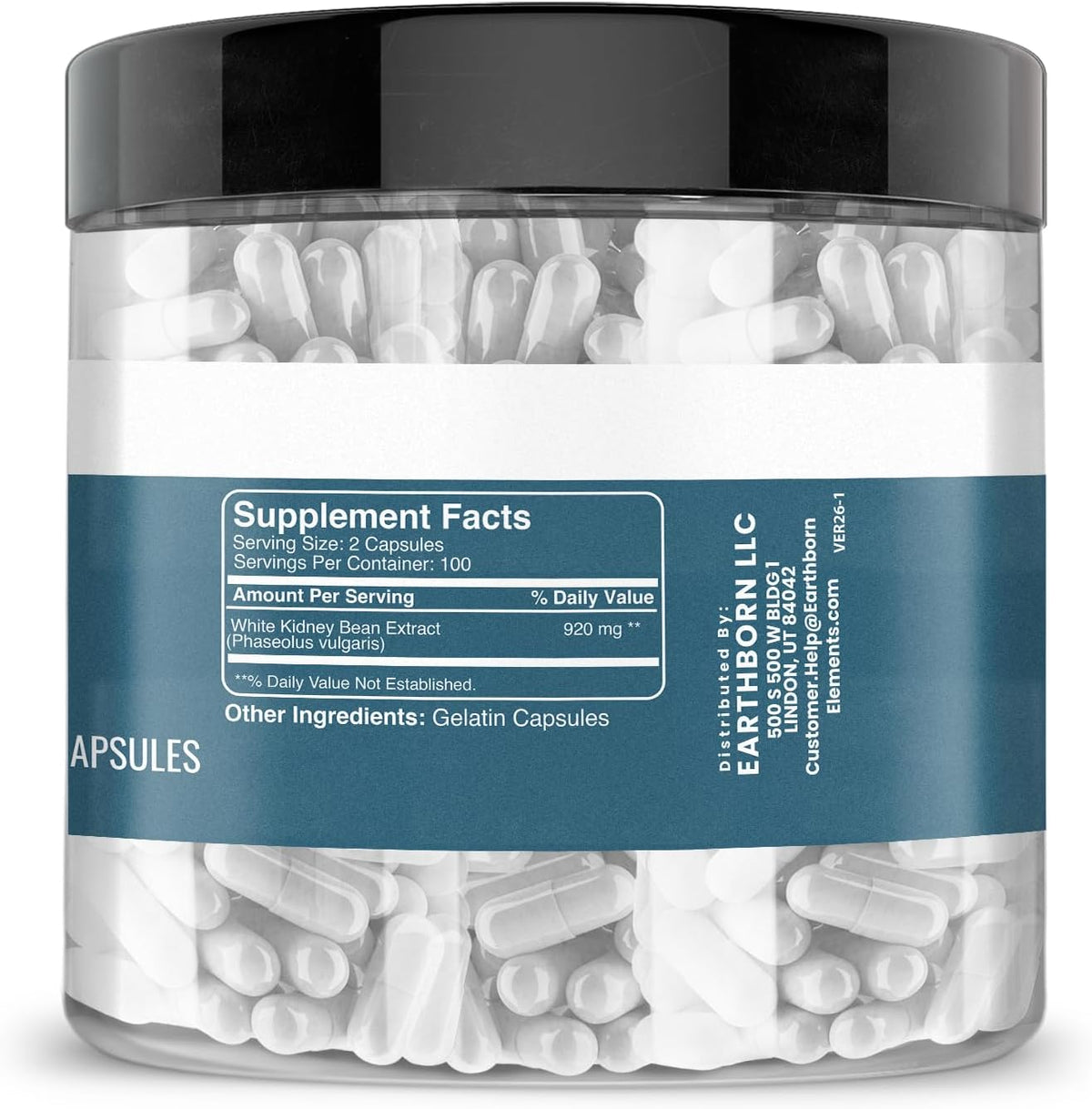 Earthborn Elements White Kidney Bean Extract, 200 Capsules, Pure & Undiluted, No Additives - görsel 2