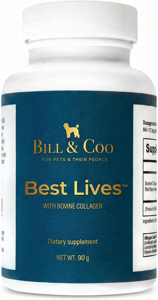 BILL & COO Best Lives Fibre Supplement with Bovine Collagen Peptides & Beetroot Powder for Dogs, 90g