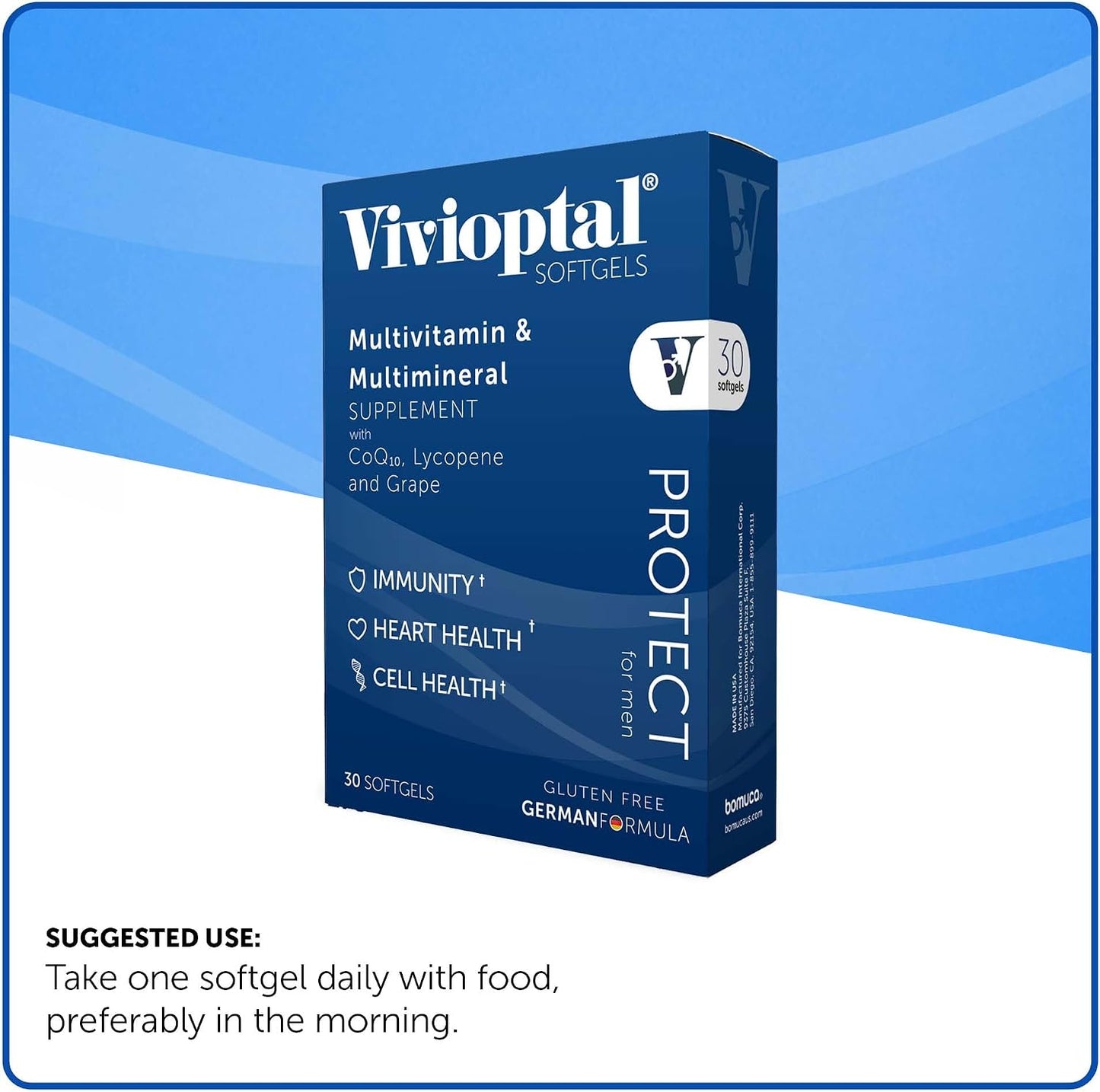 Vivioptal for Men Multivitamin & Multimineral – 30 Capsules with CoQ10, Lycopene & Resveratrol – Gluten-free – German Formula - görsel 4