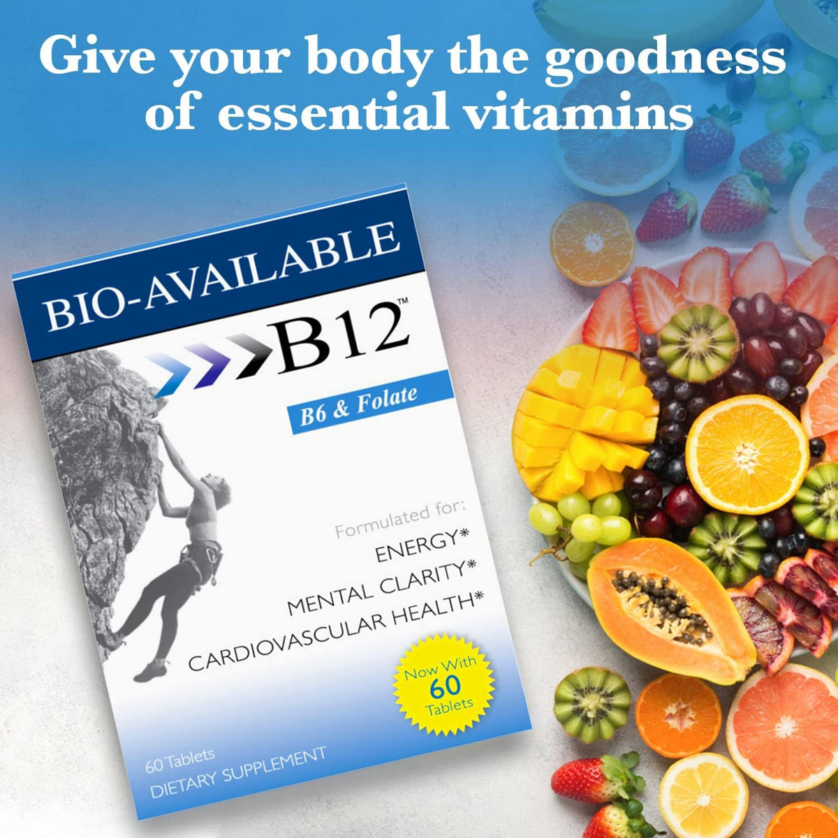 Wellgenix Bio-available Sublingual B12 - 60ct (2 Pack) - Daily Multivitamin with Vitamins C, B6, B12, Folate & Biotin - görsel 2