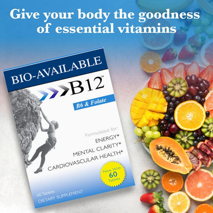 Wellgenix Bio-available Sublingual B12 - 60ct (2 Pack) - Daily Multivitamin with Vitamins C, B6, B12, Folate & Biotin