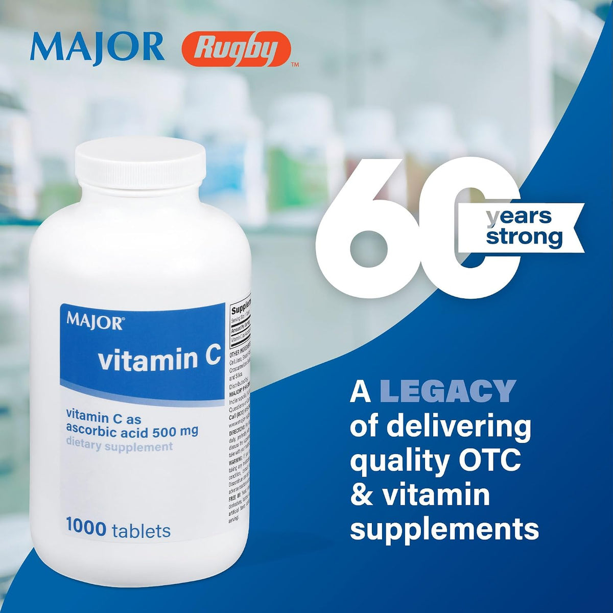 Major Vitamin C 500 mg Ascorbic Acid Tablets, 1000 Tablets - görsel 2