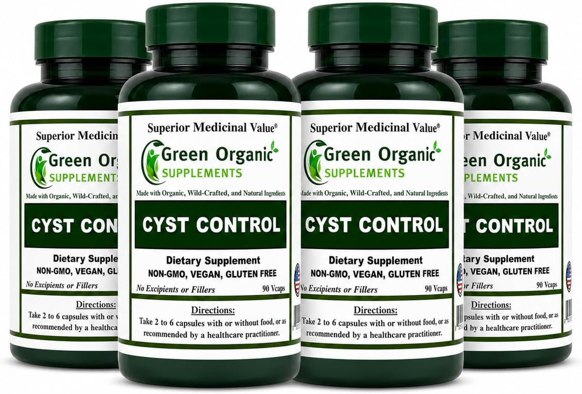 Green Organic Supplements Cyst, Breast Cyst – 90 Vegetarian Capsules, High Absorbable, Non-GMO, Gluten-Free (Pack of 4) - görsel 1