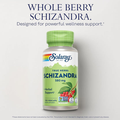 Solaray Schizandra Berry 580 mg - Pure Schisandra Extract, Traditional Herbal Support - 100 VegCaps