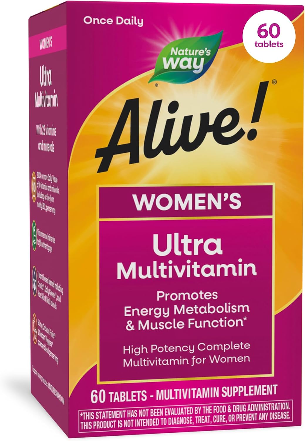 Nature's Way Alive! Ultra Multivitamin for Women - Complete Daily Multivitamin with Methylated B12, 60 Tablets - görsel 1