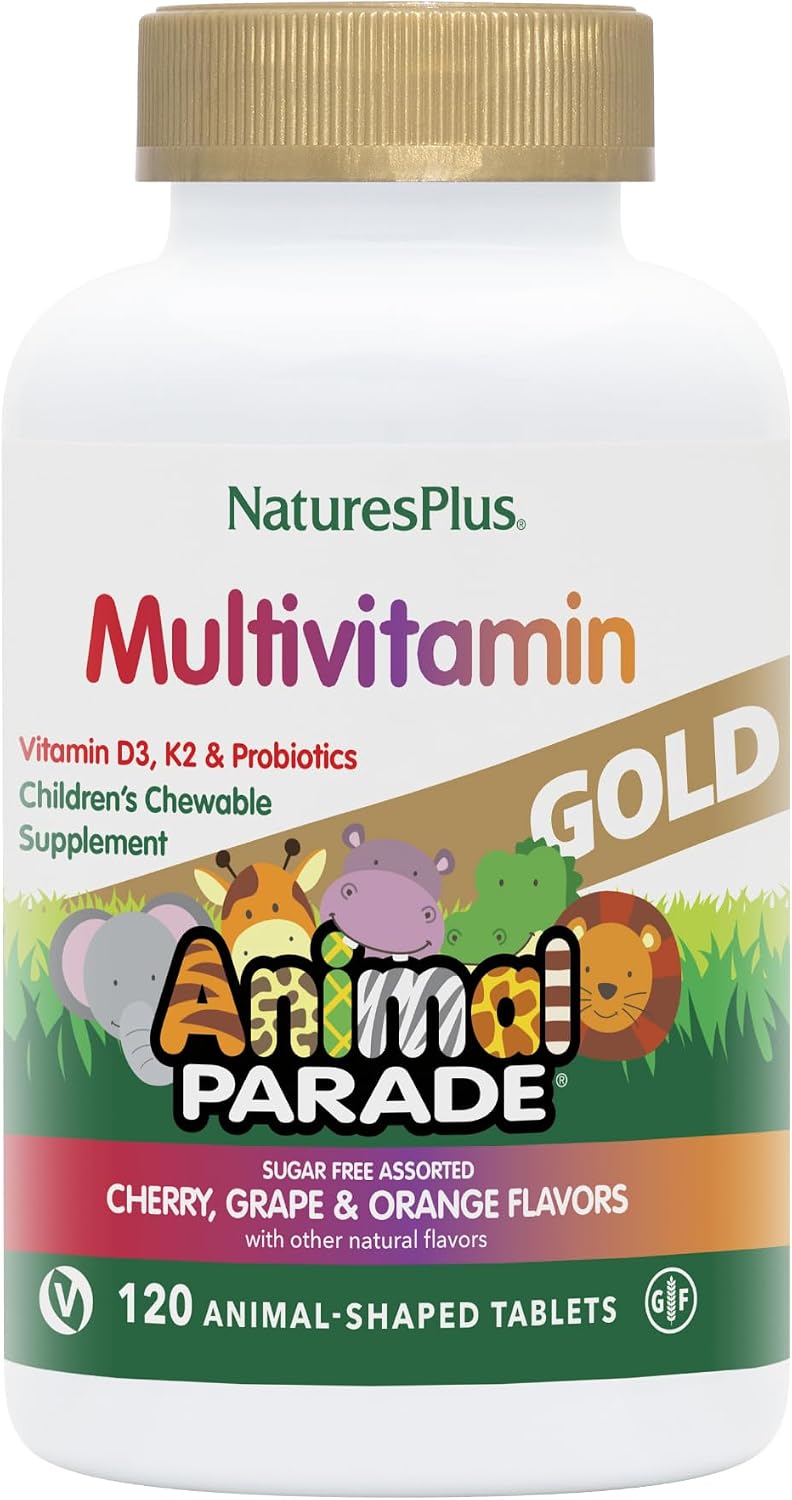 Nature's Plus Animal Parade Gold Children's Multivitamin - Assorted Flavours, 120 Chewable Tablets - görsel 1
