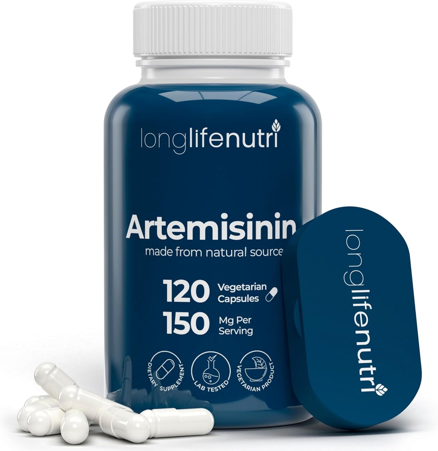 LongLifeNutri Artemisinin 150mg - Organic Sweet Wormwood Food Supplement, 120 Vegetarian Capsules - görsel 1