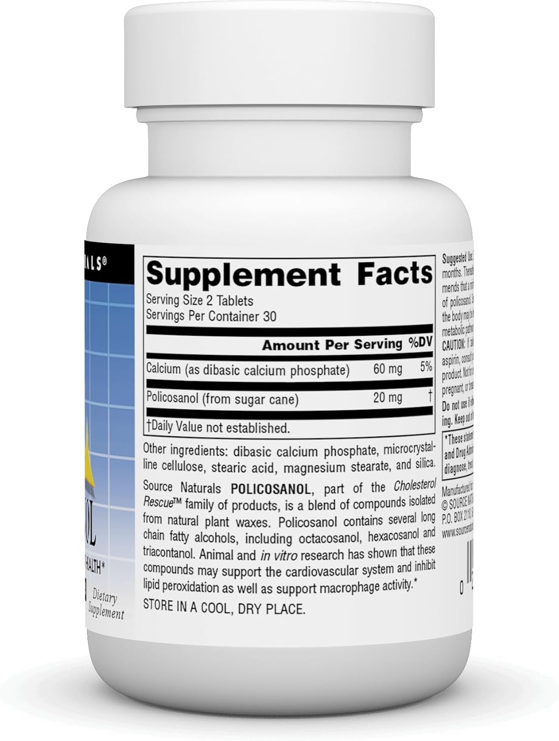 Source Naturals Policosanol 10mg, 60 Tablets - görsel 3