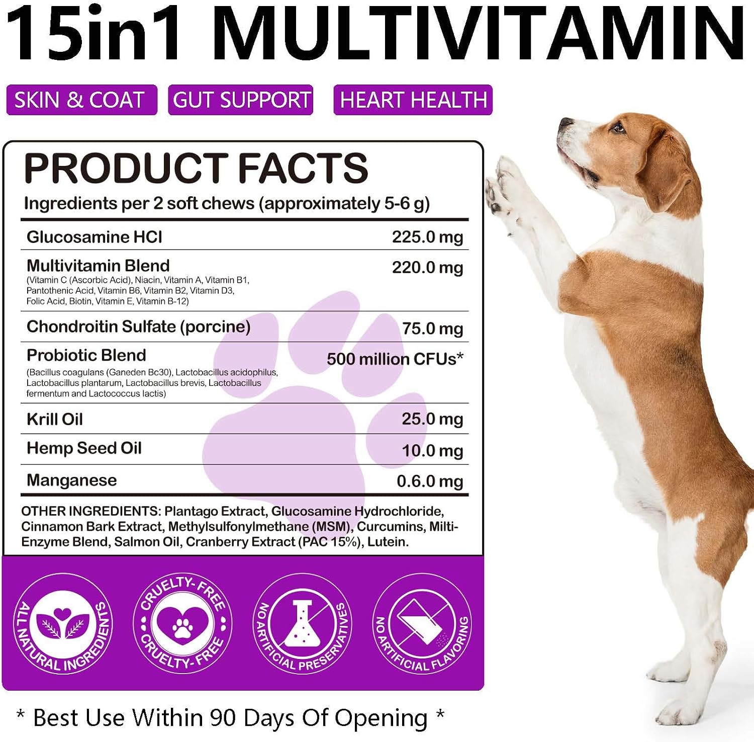 Oimmal 15-in-1 Dog Multivitamin Chews with Glucosamine and Probiotics - 150 Soft Chews - görsel 7