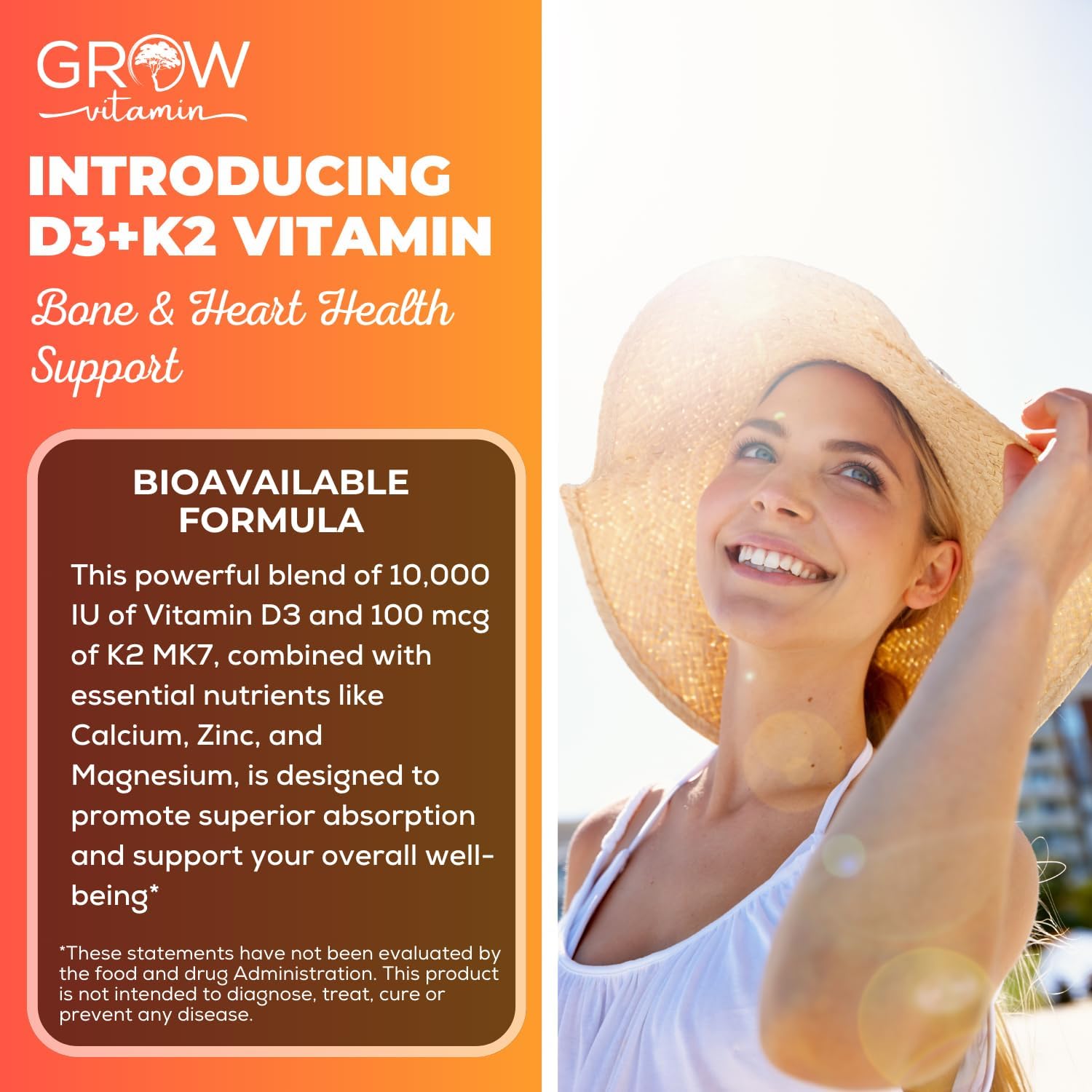 Vitamin D3 K2 with MCT Oil - 10,000 IU D3, 100 mcg K2 MK7, Calcium, Zinc, BioPerine, Magnesium - 60 Capsules - görsel 2