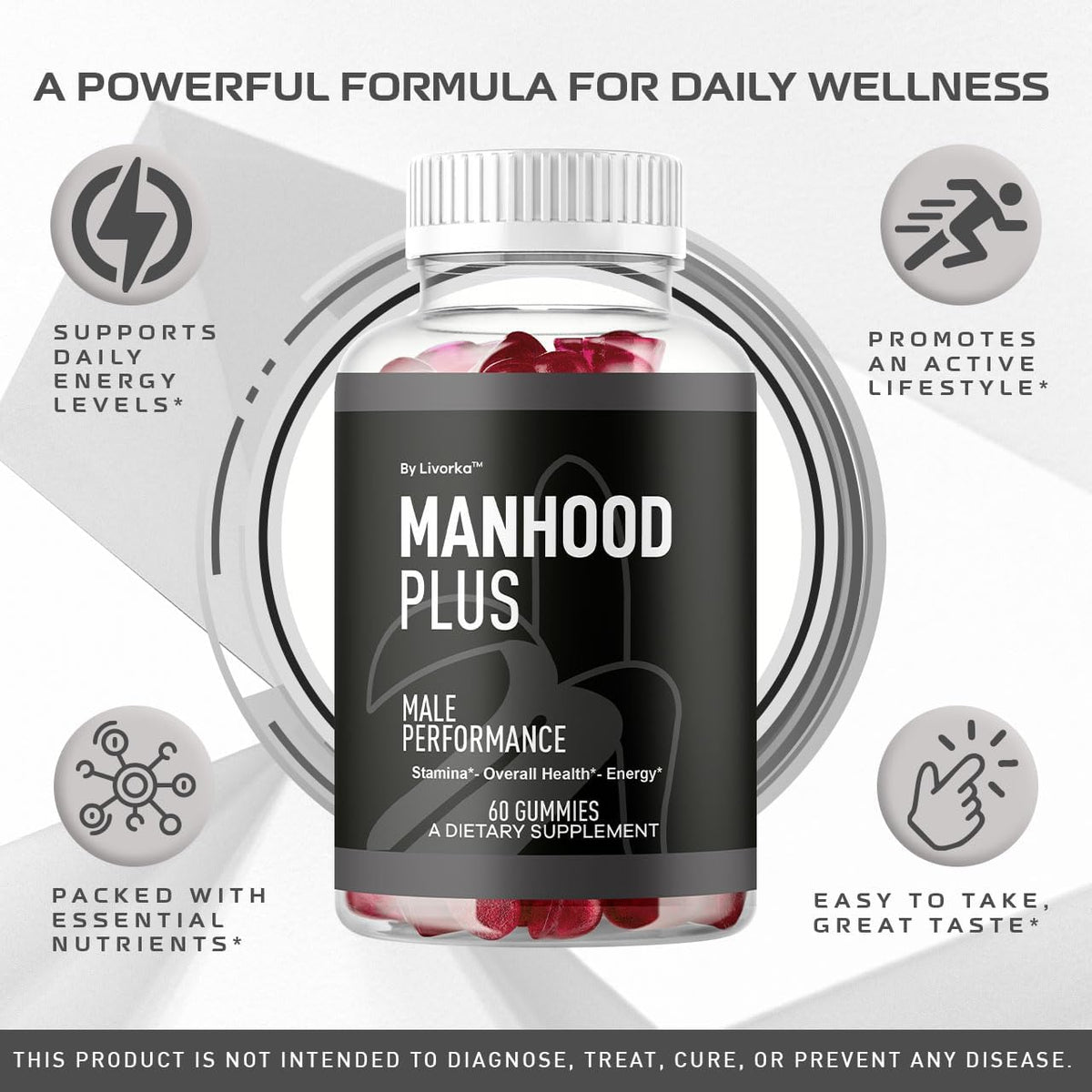 Manhood Plus Gummies for Men - 1050mg Gummy (60 Gummies) - görsel 2
