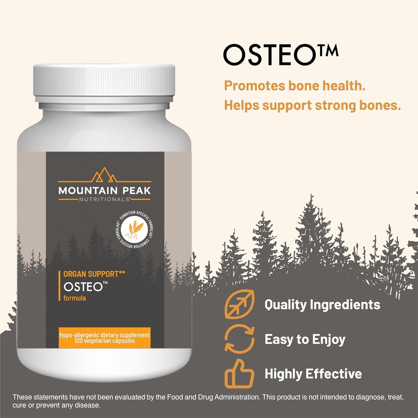Mountain Peak Nutritionals Osteo Supplement - Bone Support with Vitamins D3, K2, Calcium, and Magnesium (120 Veg Capsules) - görsel 2