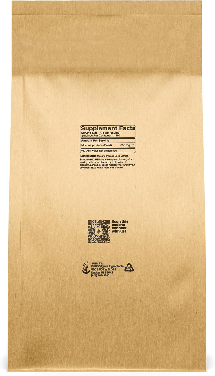 PURE ORIGINAL INGREDIENTS Mucuna Pruriens (2 lb), Pure and Natural, Non-GMO, Gluten-Free - görsel 2