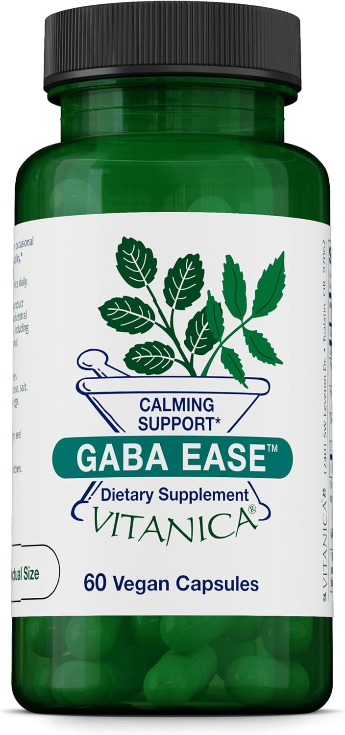 Vitanica GABA Ease - Calming Food Supplement with GABA, Vitamin B6, L-Theanine & Herbal Tonics - Vegan, 60 Capsules - görsel 1
