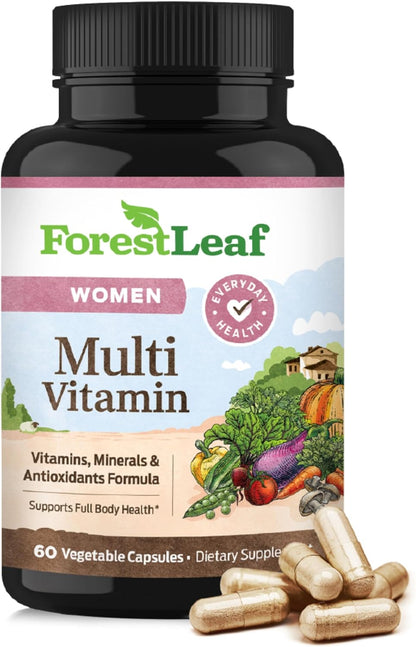 ForestLeaf Daily Multivitamin for Women - Over 20 Vitamins & Minerals, Energy Support, 60 Vegan Capsules